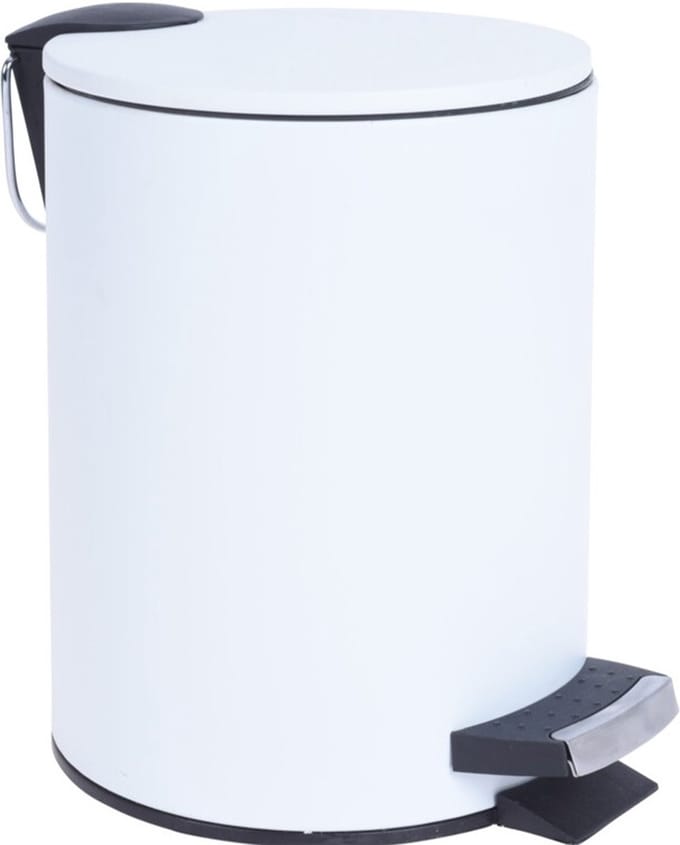 Storage Solutions Prullenbak/pedaalemmer - wit - metaal - 3L - 24 x 17 cm
