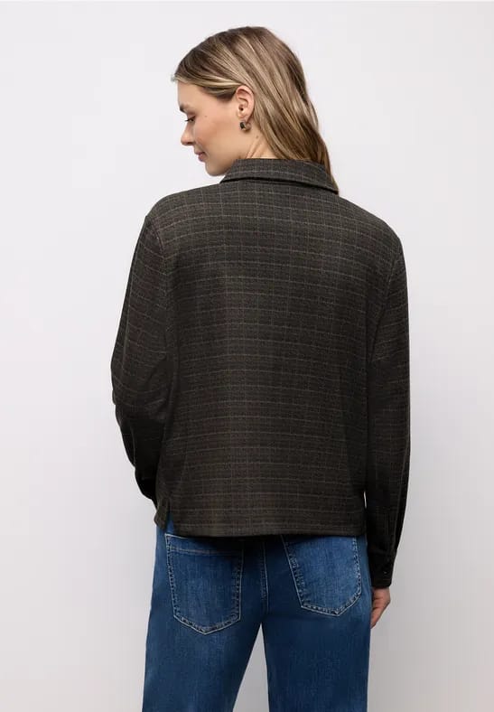 Geruite jacquard overhemdblouse