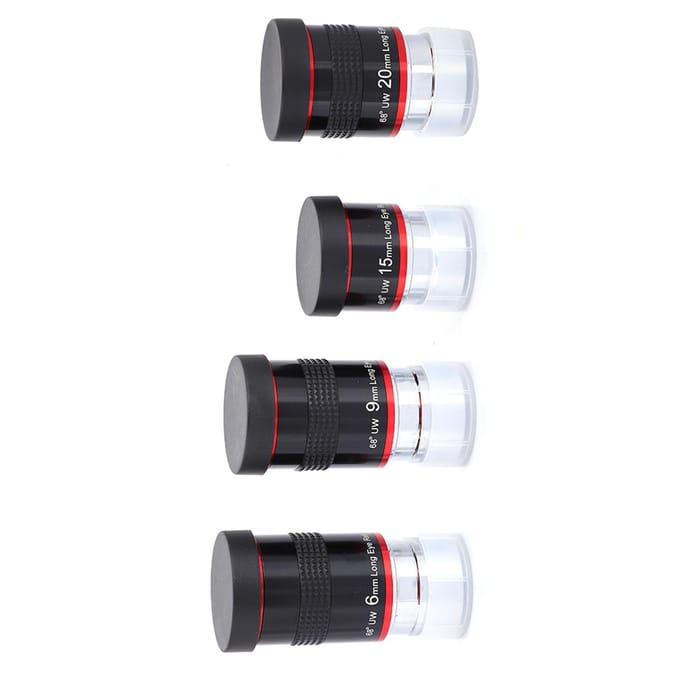 1.25  68 degrees  Ultra Wide Angle FMC Eyepiece Kit 6+9+15+20mm for Astro Telescope black