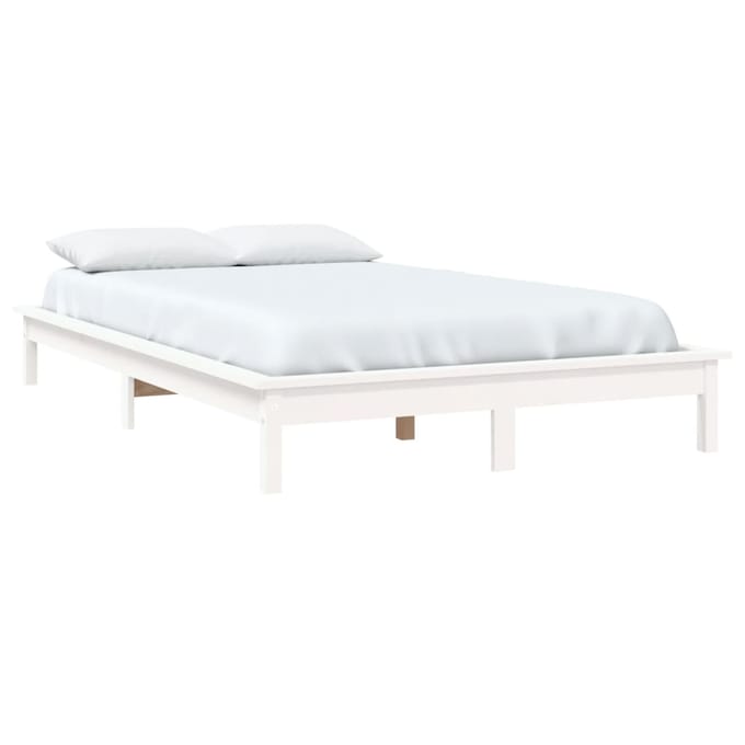 vidaXL - Bedframe - massief - grenenhout - wit - 180x200 - cm