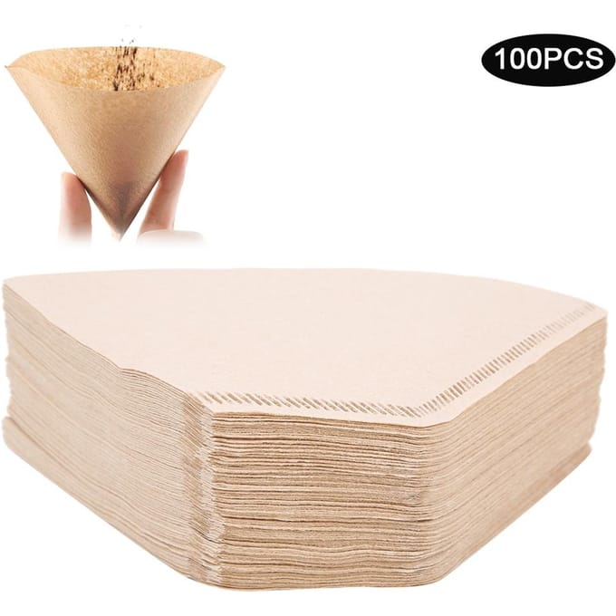 100 Stuks Waaiervormig Wegwerp Koffiefilterpapier Set Vervangend Koffiezet Accessoire beige