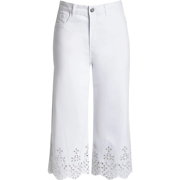 Vrouwen geborduurde jeans Mat Fashion Wide Leg