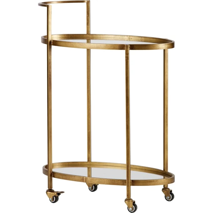 WOOOD Push Trolley - Metaal - Antique Brass - 86x67x35