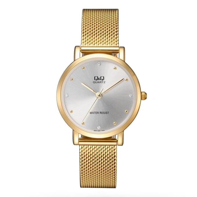 Q&Q horloge double met mesh band QA21J001Y