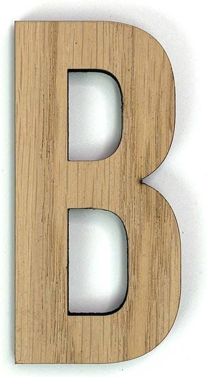 Houten letter B - 37 cm hoog