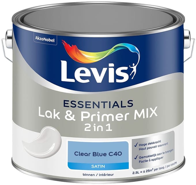 Levis - Essentials Lak & Primer Mix - Clear Blue C40 - Mengverf - 2,5 L