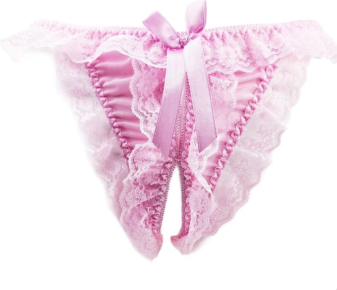 BamBella ® - String roze kant slip Kruisloos - One size - Sexy Erotische onderbroek dames
