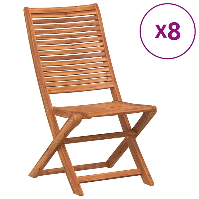 vidaXL - Opklapbare - stoelen, - 8 - stuks, - 51x66x95 - cm, - massief - acaciahout.