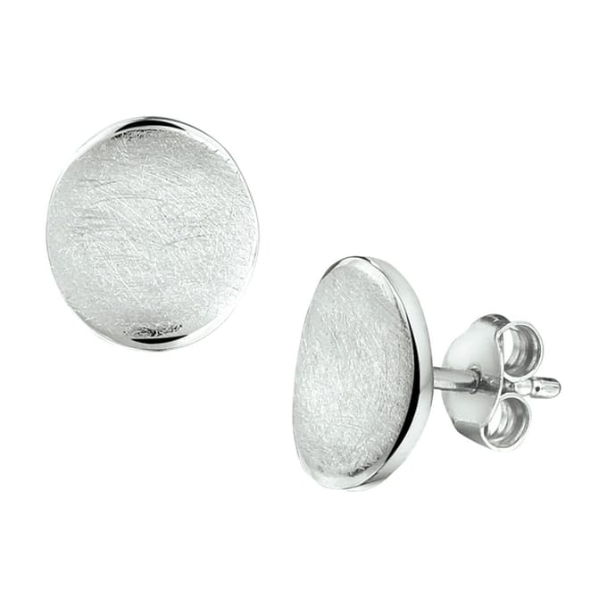 Oorknoppen Gescratcht Zilver Gerhodineerd Mat Glanzend 10 mm x 9 mm