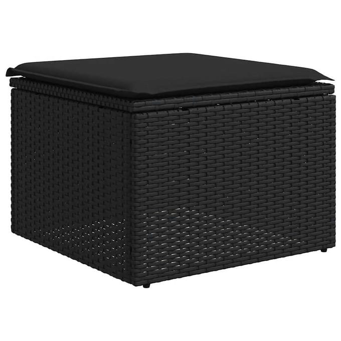 vidaXL - 11-delige - Loungeset - met - kussens - poly - rattan - zwart