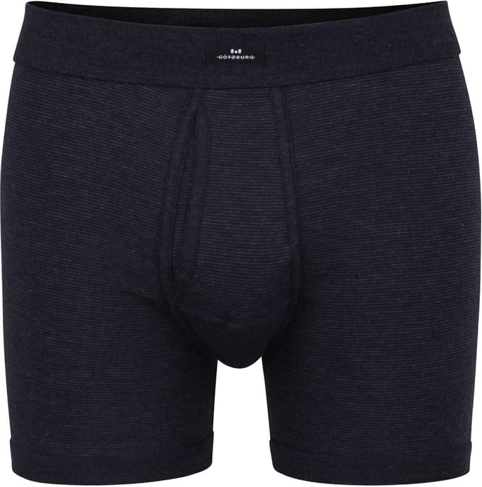 Gotzburg heren boxer lang met gulp (1-pack) - middenblauw gestreept