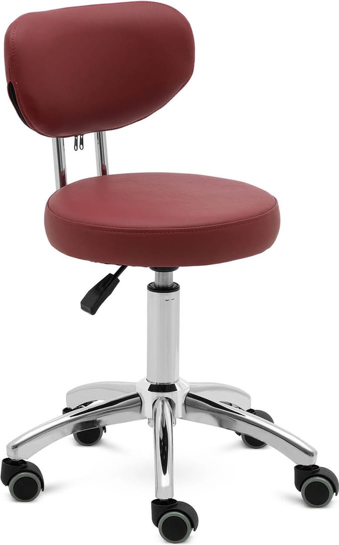 rolkruk met rugleuning - 46 - 60 cm - 150 kg - bordeauxrood - physa