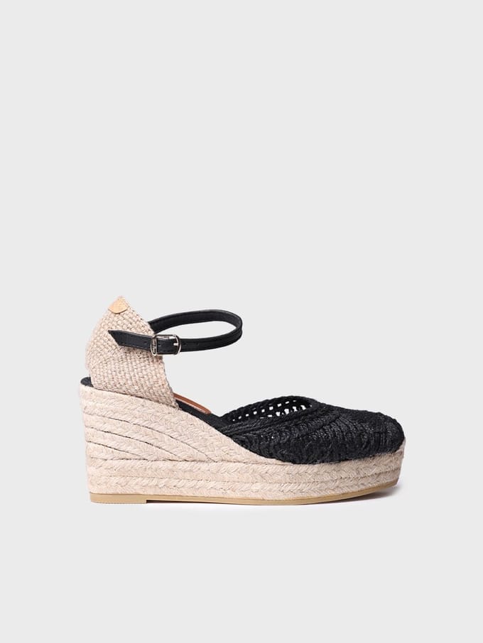 Espadrilles met sleehak voor dames van gehaakte stof | LOVINA
