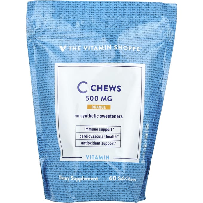 The Vitamin Shoppe, Pastilles à croquer Vitamine C, Orange, 500 mg, 60 pastilles molles à croquer