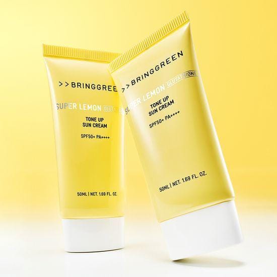[BRING GREEN] Ensemble Crème Solaire Super Lemon Glutathion Éclaircissante (1+1) SPF 50+ PA++++ 50 ml x 2 unités beige