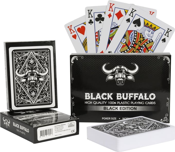 Black Buffalo - 100% Plastic Pokerkaarten - 2 kaartspellen - Waterdichte & Kreukvrije speelkaarten - 63*88mm