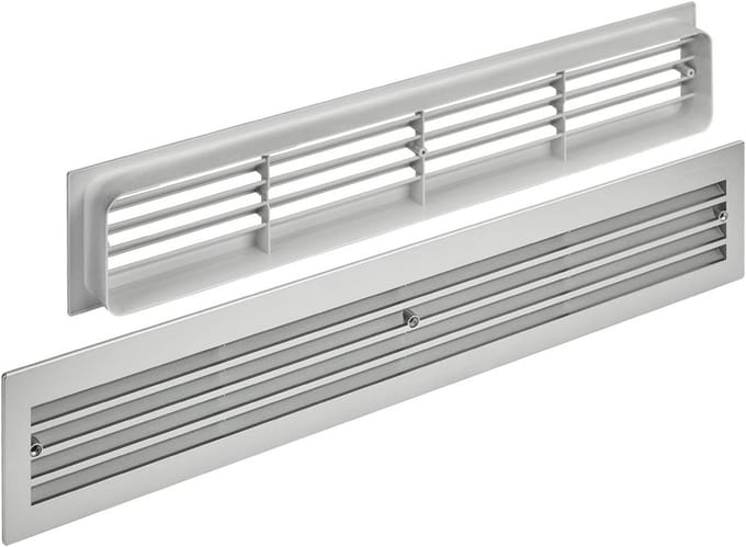 Ventilatierooster voor Deur 457x92mm met Sleufperforatie - Zilver