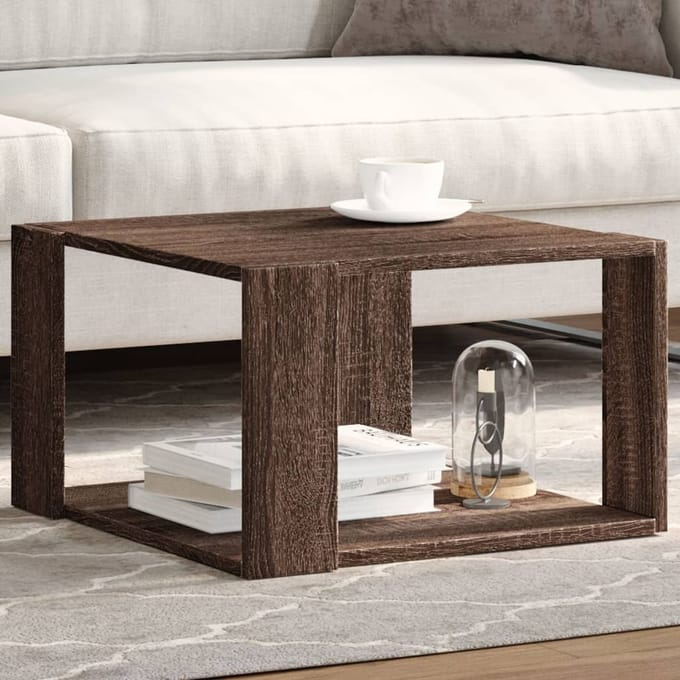 vidaXL - Salontafel - 51,5x51,5x30 - cm - bewerkt - hout - bruin - eikenkleurig