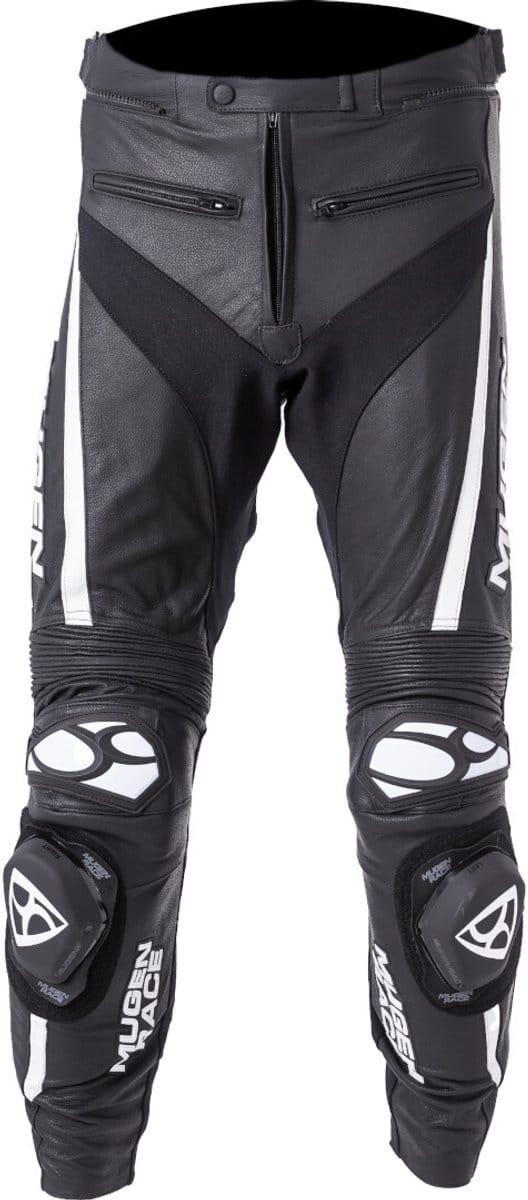 MUGENRACE RBRS-1 Zwart Witte Leren Broek - Broek