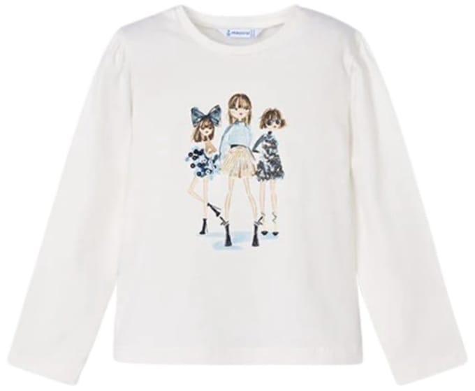 Mayoral creme T-shirtje met meisjes