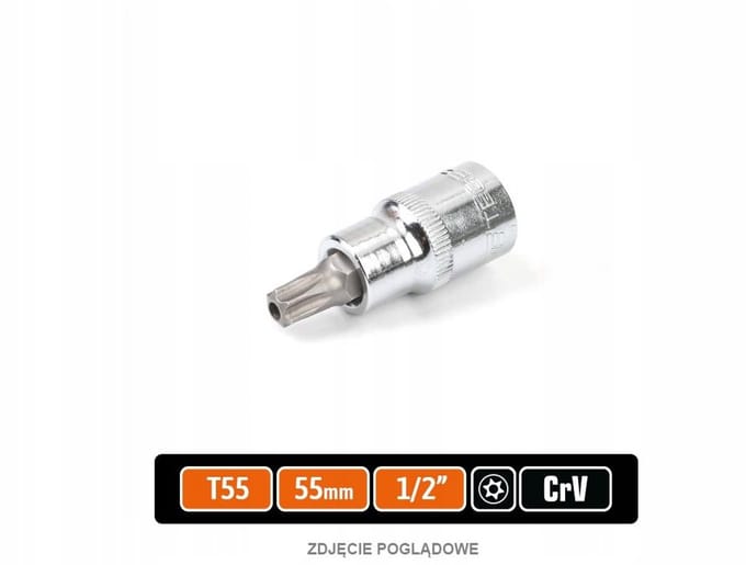 Dopsleutel Torx T55 1/2" met gat - CRV Staal