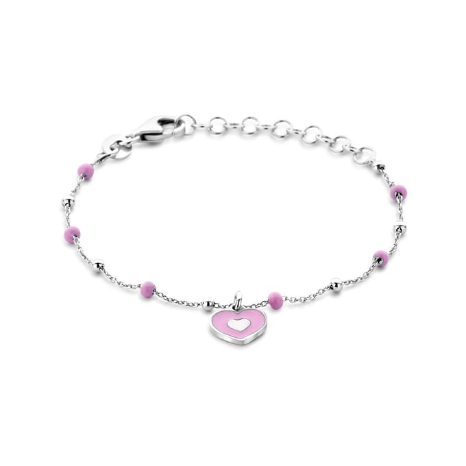 Zilver Gerhodineerd armband emaille hartje 13 + 3 cm 1341618