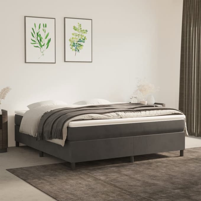 vidaXL - Boxspring - bed - 180x200 - cm - fluweel - donkergrijs