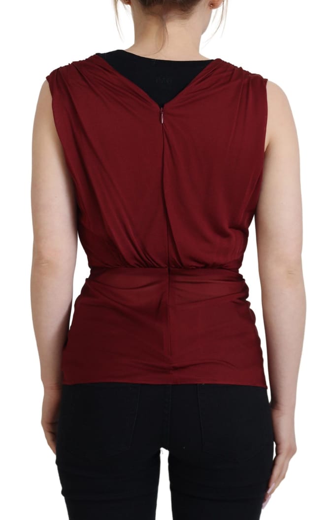 Dolce & Gabbana Bordeaux Zijde Stretch Top Vest Dames Blouse