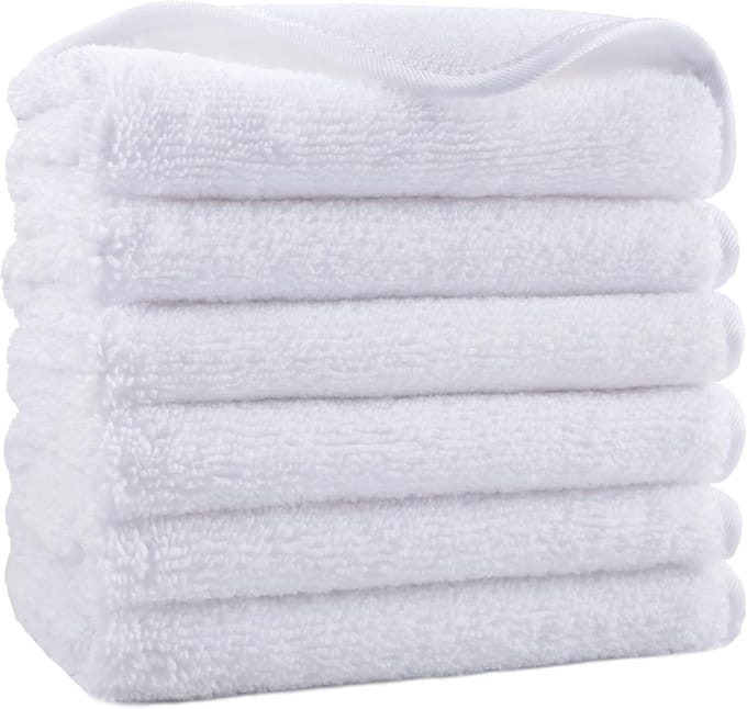Famanu - Premium microvezel washanddoek – niet-pluizend – 6 stuks – wit – 33 x 33 cm
