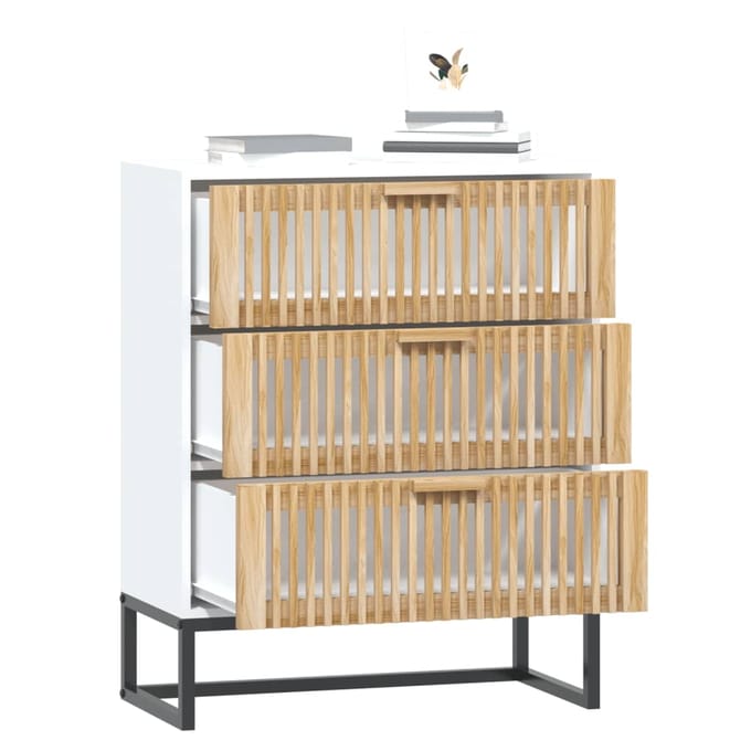 vidaXL - Dressoir - 60x30x75 - cm - bewerkt - hout - wit