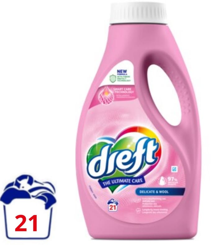 Dreft Vloeibaar Wasmiddel Delicate & Wool - 945 ml (21 wasbeurten)