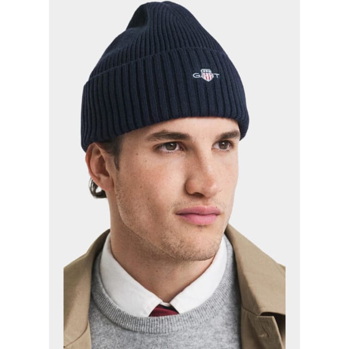 Gant Muts Blauw Cotton Blend Logo Beanie 9910054/410