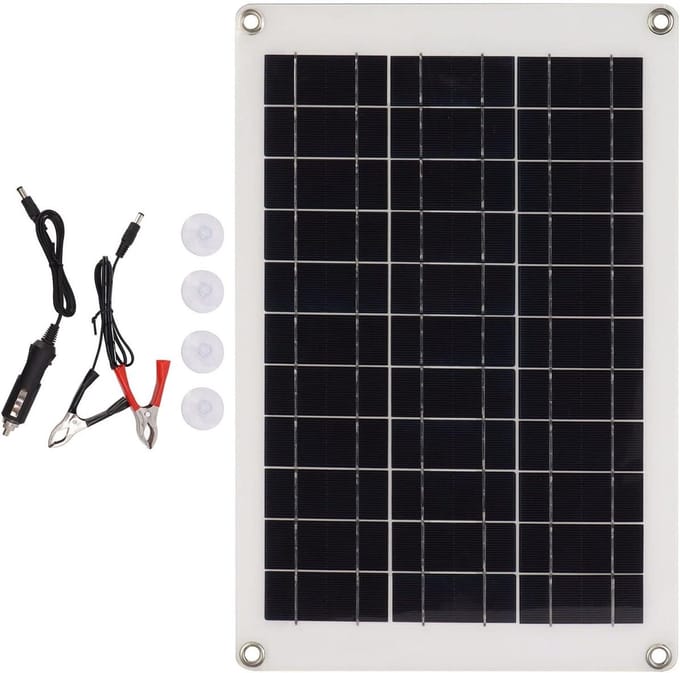 Zonnepaneel Kit - Fotovoltaïsch Paneel - Apparaten Opladen - Dubbele USB Interface - 20W Vermogen - Zwart
