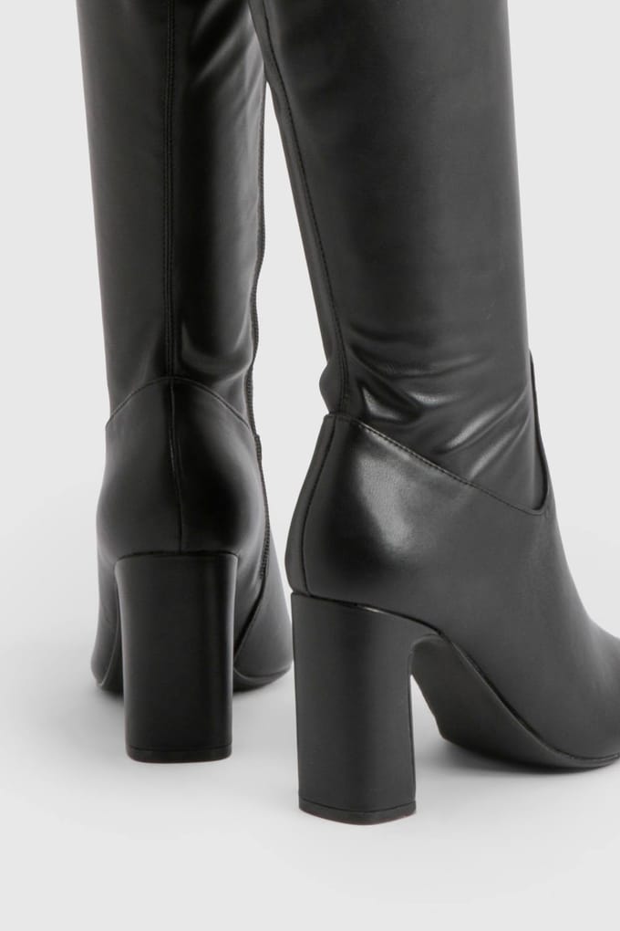 boohoo Dames Wide Fit Stiletto Hak Enkellaarzen | Black | Maat: 8