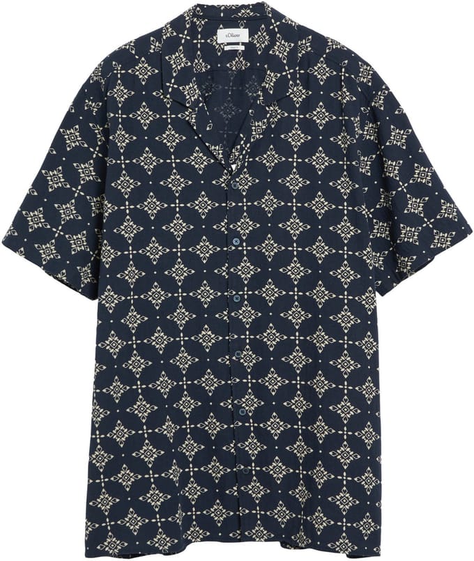 s.Oliver - male - Gestructureerd katoenen overhemd met all-over print
