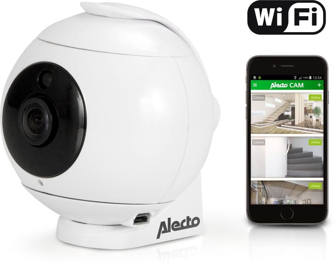 Alecto DVC-180 - Wifi binnencamera met 180 graden kijkhoek - Wit