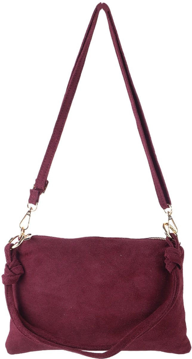 Giuliano lederen schoudertas Sienna - Suede - Made in Italy - Bordeaux