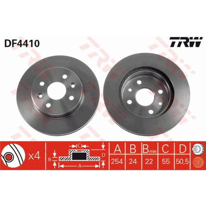 Remschijf TRW DF4410 voorkant, geventileerd, sterk gecarboniseerd, 1 Stuk