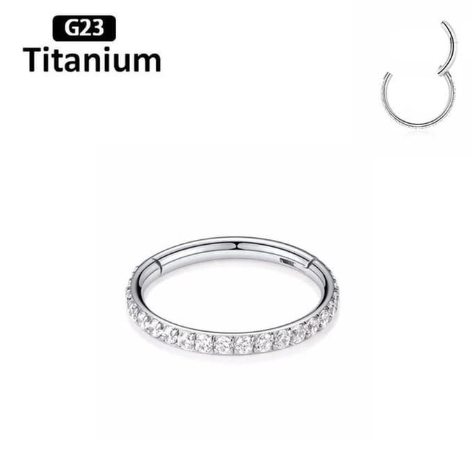 Piercing titanium High Quality single lined clicker 1.2x6 - zilver - LMPiercings