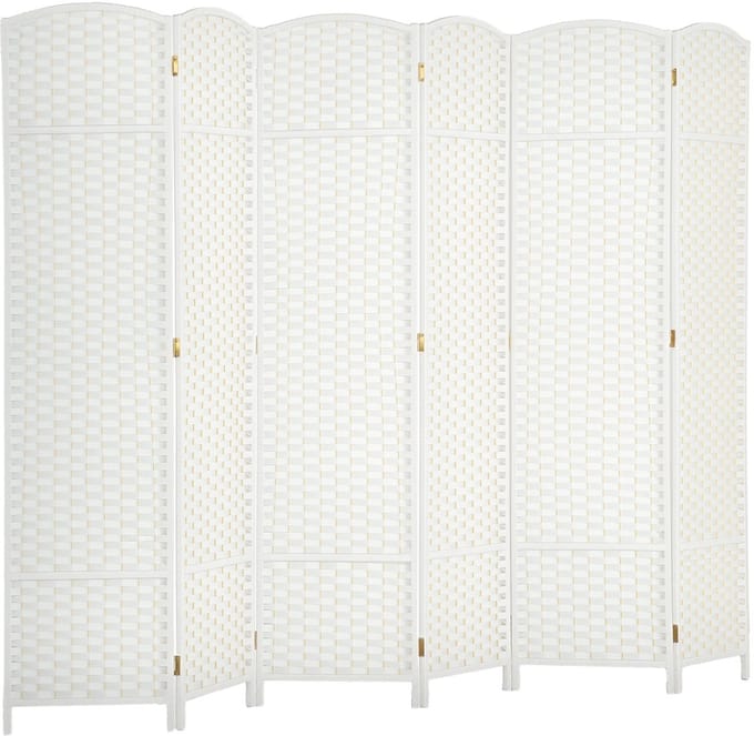 HOMCOM Kamerverdeler Polypropyleen, grenenhout 240L x 1,6B x 170H cm Wit