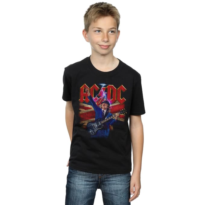 AC/DC Jongens Angus Union Flag Lightning T-Shirt (Zwart)