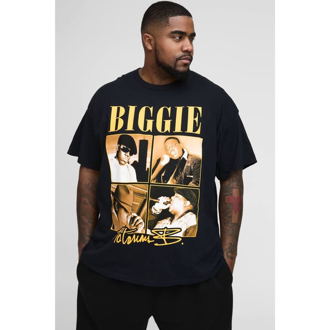 Plus Notorious BIG License Print T-Shirt | Black | Size 2XL