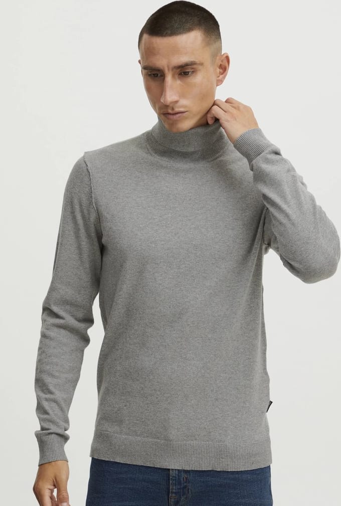 Blend - Heren Sweater (lekker fijn warm) - Coltrui - Stone Mix – 100% organic material - Maat M