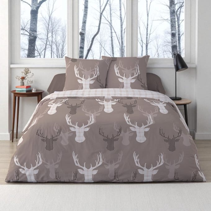 Dekbedovertrek Flanel - Winter - 240 x 220 cm - Onrievni Taupe
