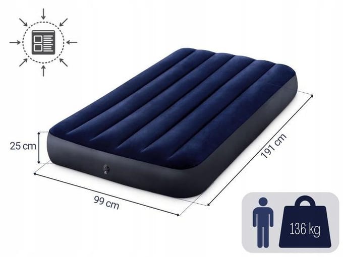 Intex Classic Downy Luchtbed 1-persoons 191x99x25 cm - Comfortabel & Duurzaam