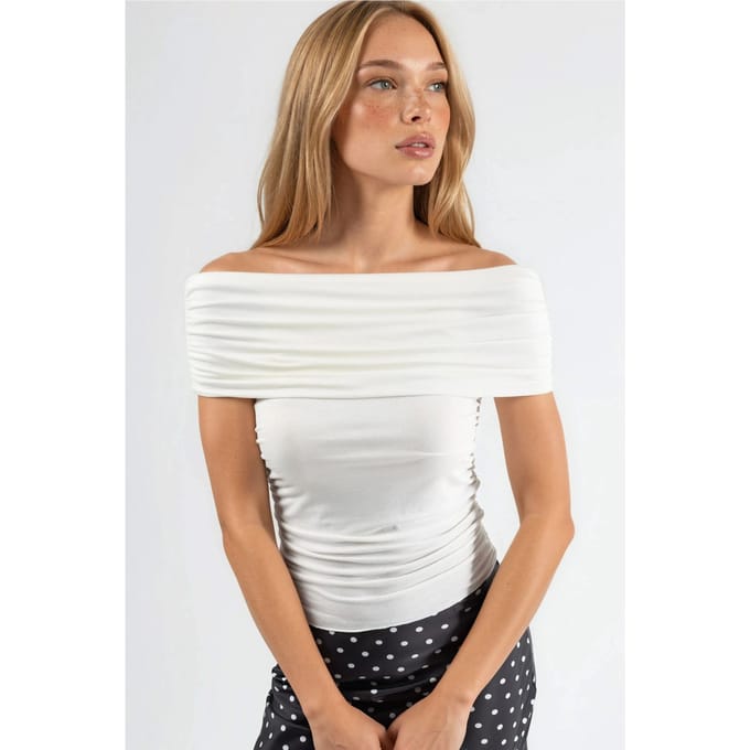 Een Schouder Drapé Blouse