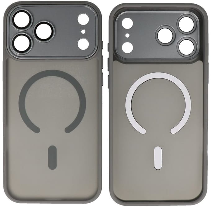 MagSafe Hoesje Geschikt voor iPhone 17 Pro Max - Mat-Transparent met Camera Beschermer Case - Grijs