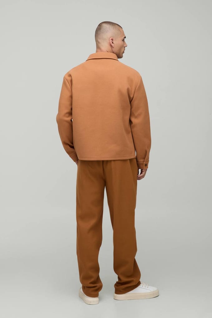 Regular Fit Geborsteld Overshirt | Brown | Size Small