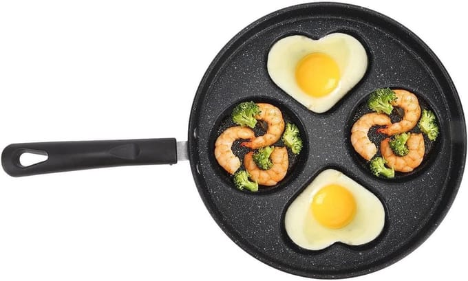 Oneay Eierpan（24cm）, hartvormige eierpan, ronde eierpan, ontbijtpan, eierpan, steakpan, pannenkoeken- en hamburgerpan