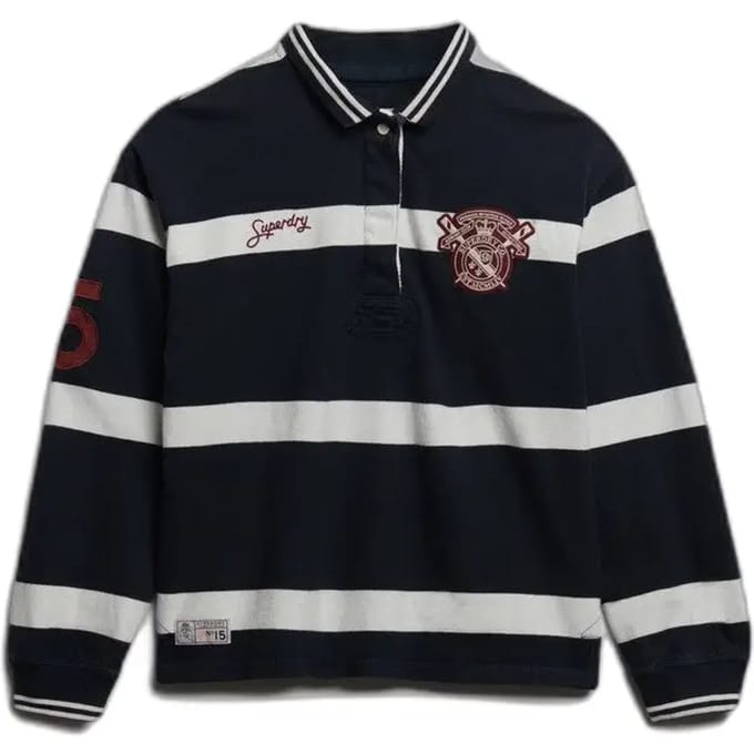Gestreepte lange mouwen polo voor dames Superdry Crest